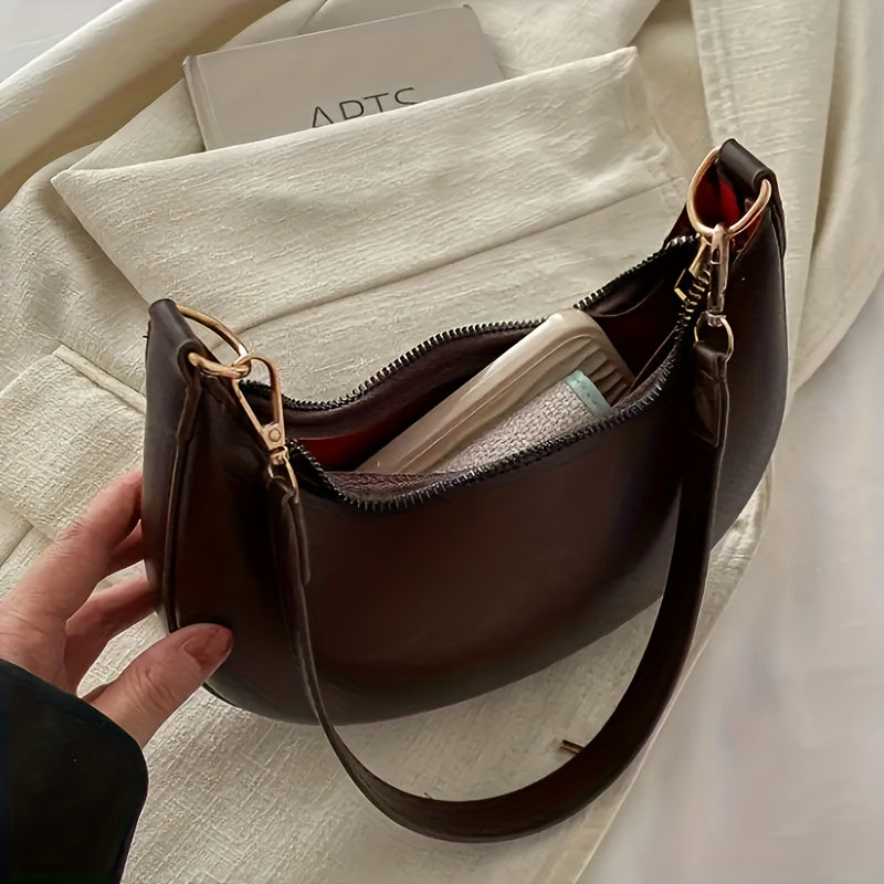 Store Manager's Pick French Style Women's Crescent Crossbody Shoulder Tote Bag Fashion Versatile for Dates Parties Shopping Travel Large Capacity Minimalist High-Quality Lightweight Gift Coffee Brown Red Black Must-Have