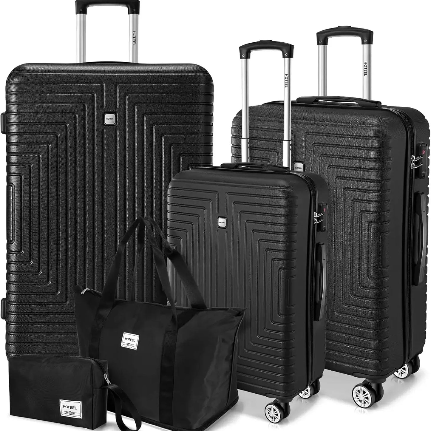 Luggage Sets 5 Piece, ABS+PC Hard Shell Suitcases with Wheels, TSA Aproved Lock and Carry on Bags, Travel Suit Case Set for Men