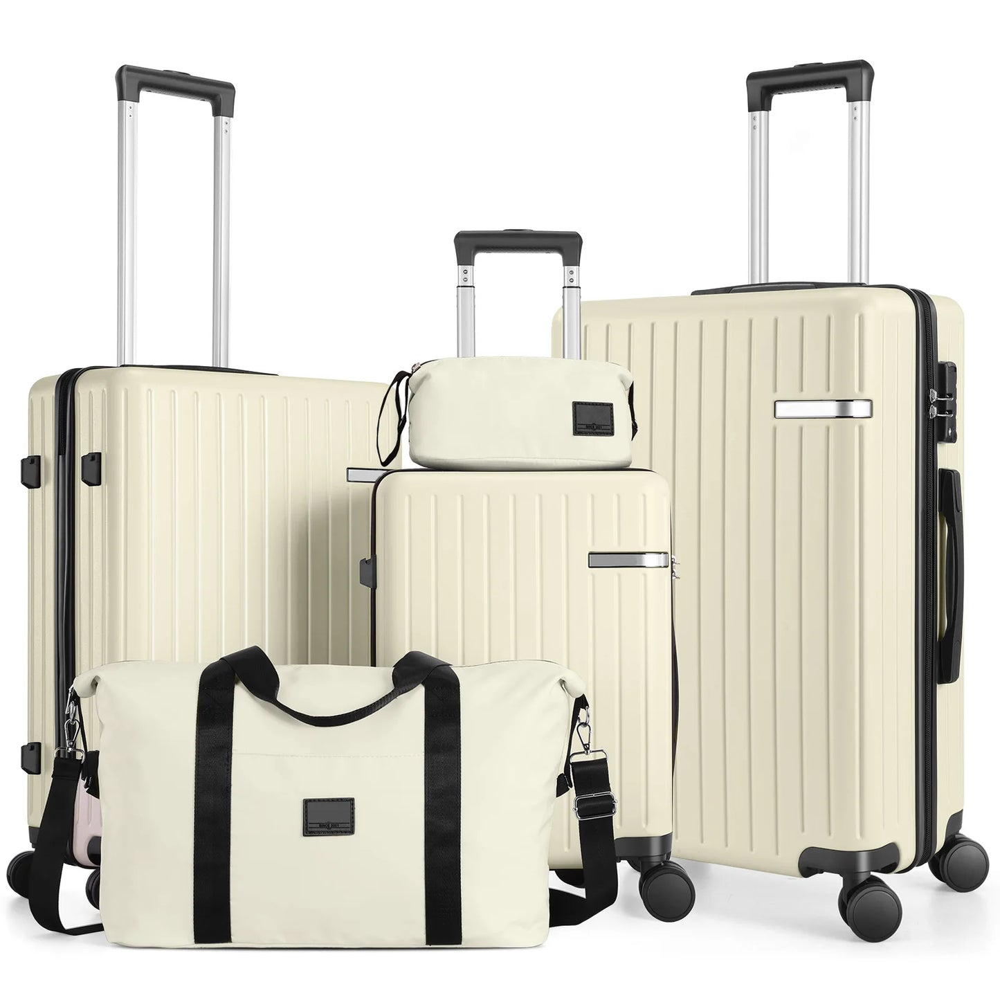 5 Piece Luggage Set with TSA Lock, Expandable Hardshell Suitcase Collection with Spinner Wheels, Travel Cases with Duffel & Toil