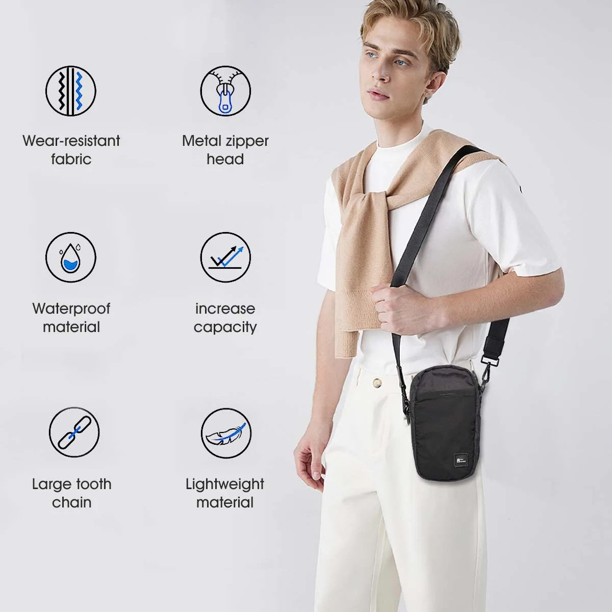 Portable carrying Storage Bag New Multifunctional Crossbody Bag, Convertible Essential Passport Bag For Waterproof Nylon