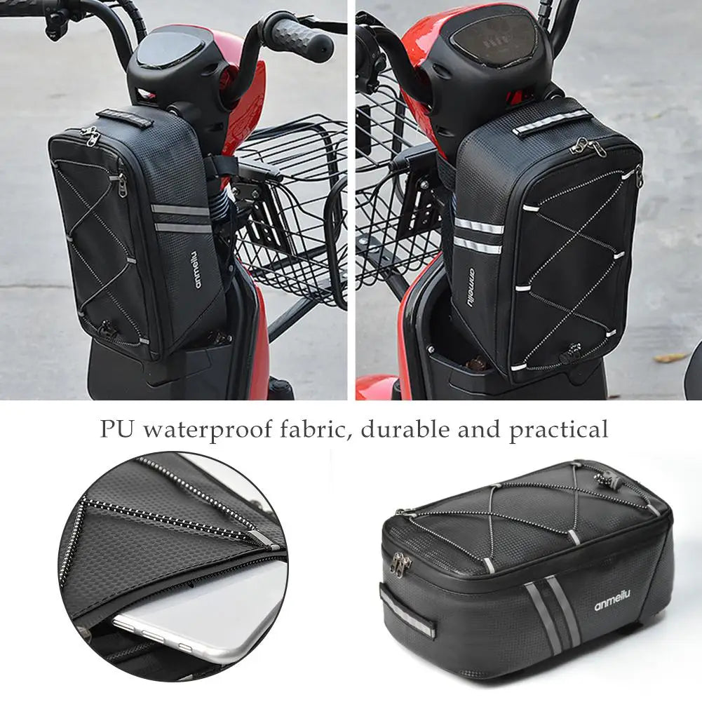 8L Motorcycles Bag Trunk Bag PU Waterproof Bicycle Trunk Bag Cycling Rack Pack Bike Rear Bag Frame Accessories Behind Seat