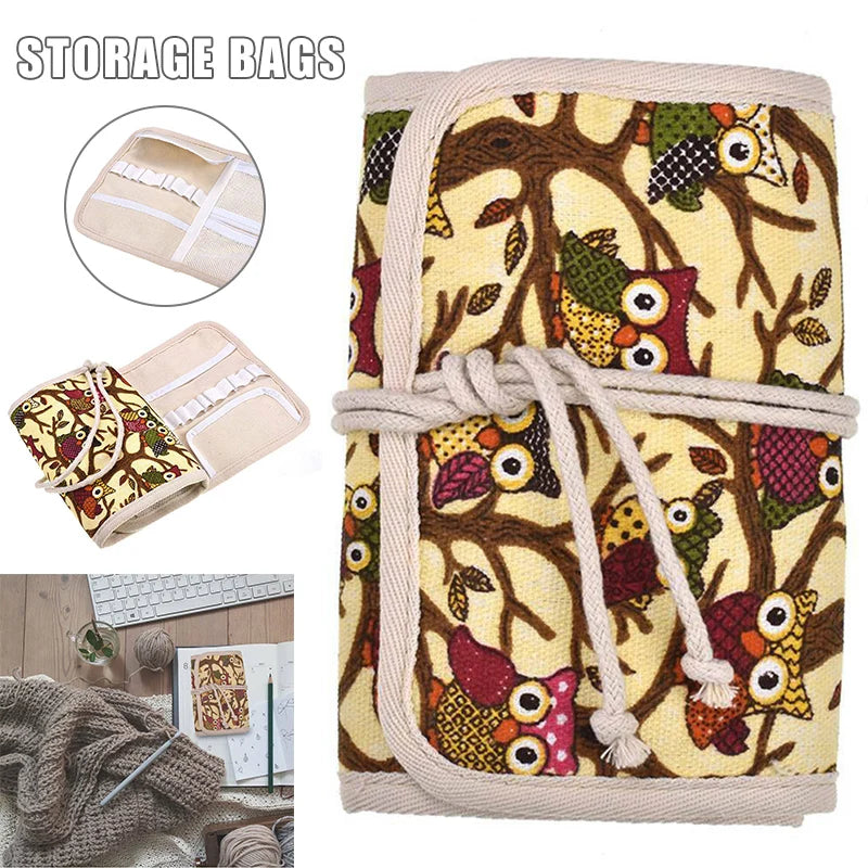 Owl Crochet Hook Case, Needle Holder, Storage Organizer Roll Bag, Knitting Accessories-30, New