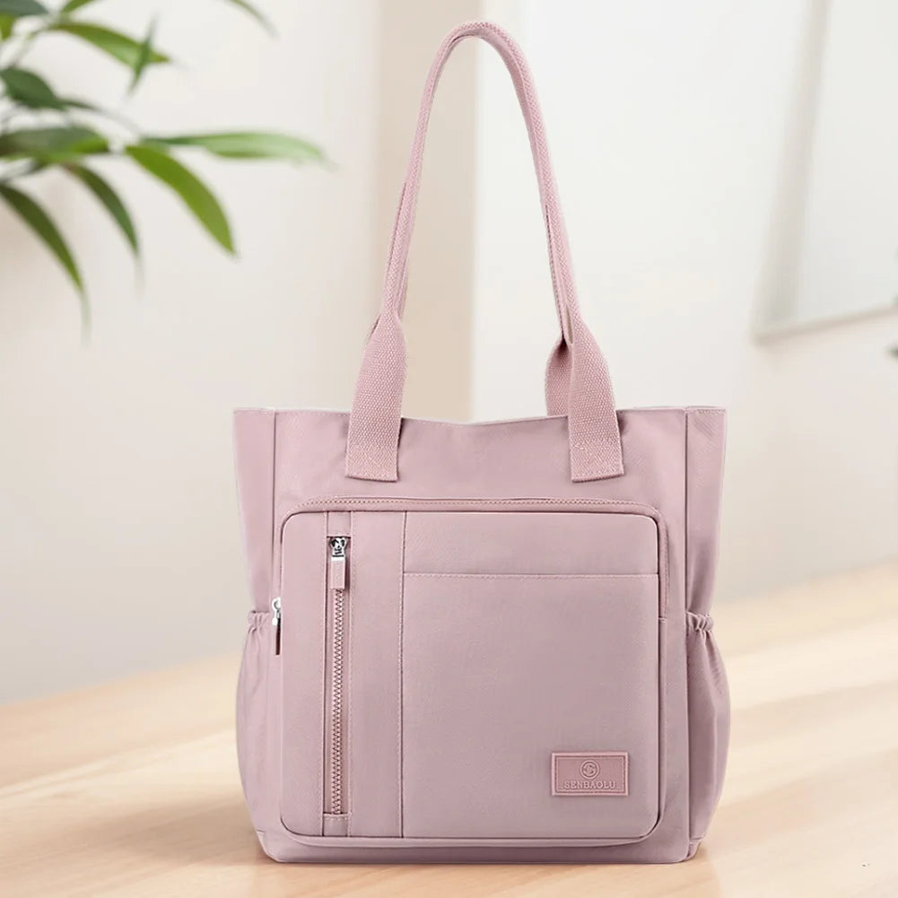 Women Single Shoulder Bag Large Capacity Shopping Bag Multi-pockets Stylish Shoulder Purse Waterproof Outdoor Travel Bag