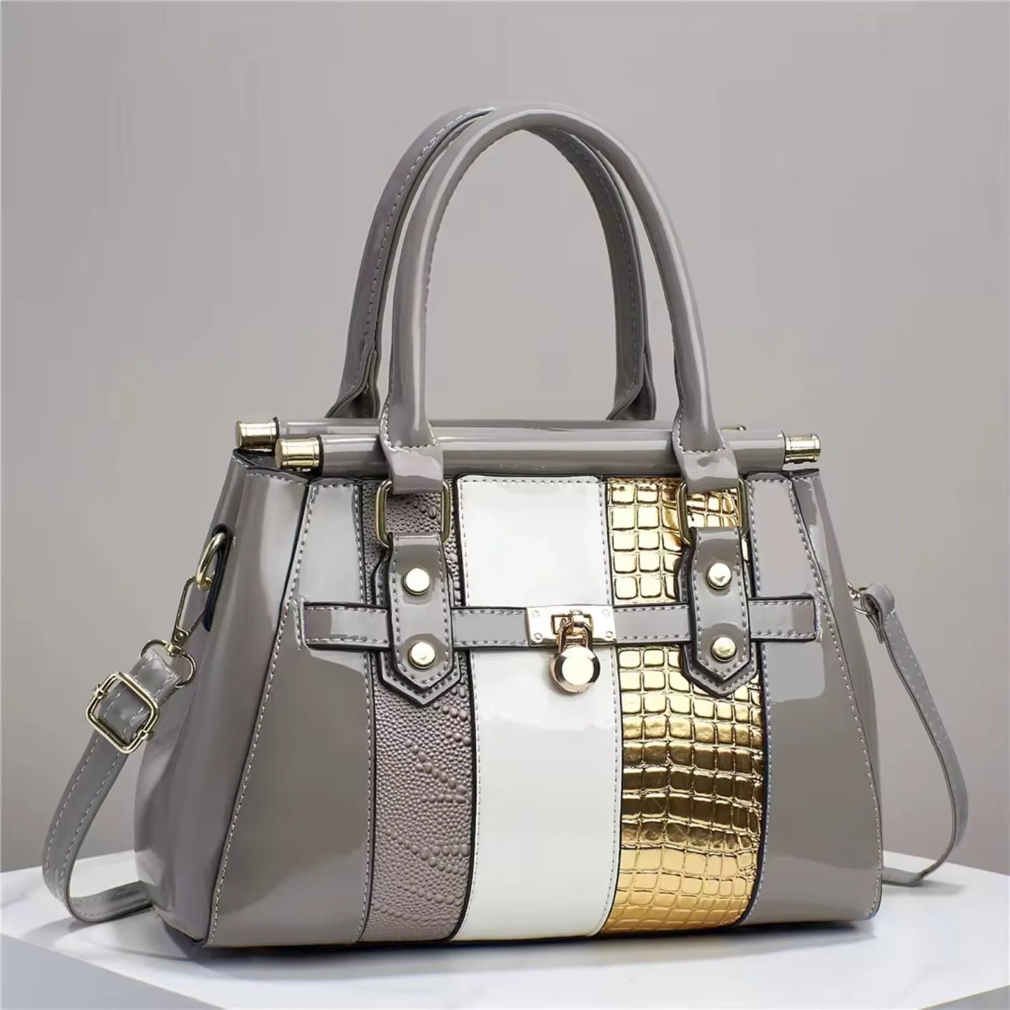 2023 arrivals glossy PU leather handbags women's purses tote bags ladies wholesale price