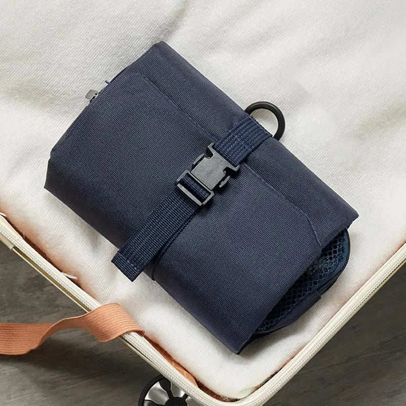 practical Hygiene Bag Cosmetic Bag Pouch Foldable Shaving Travel Bag Water Resistant Toiletries Organizer Case With Hook For Men