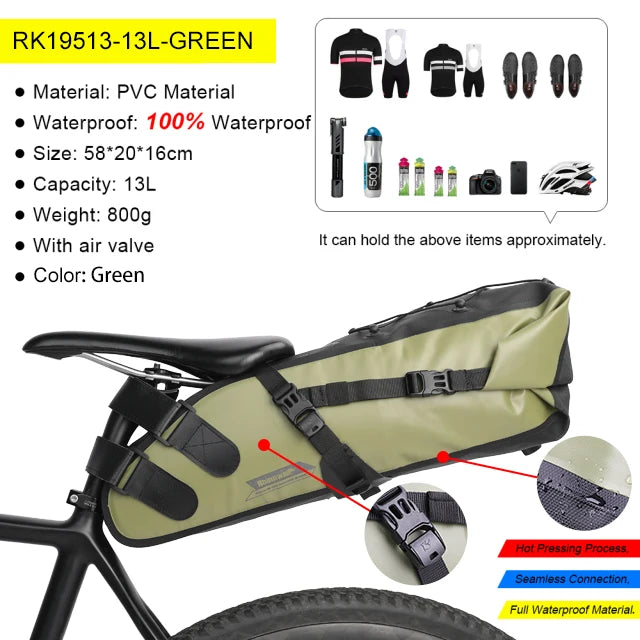 Rhinowalk Bicycle Bag 5L-13L Full Waterproof Road Mountain Bike Cycling Rear Rack Bag Luggage Pannier Bike Saddle Accessories