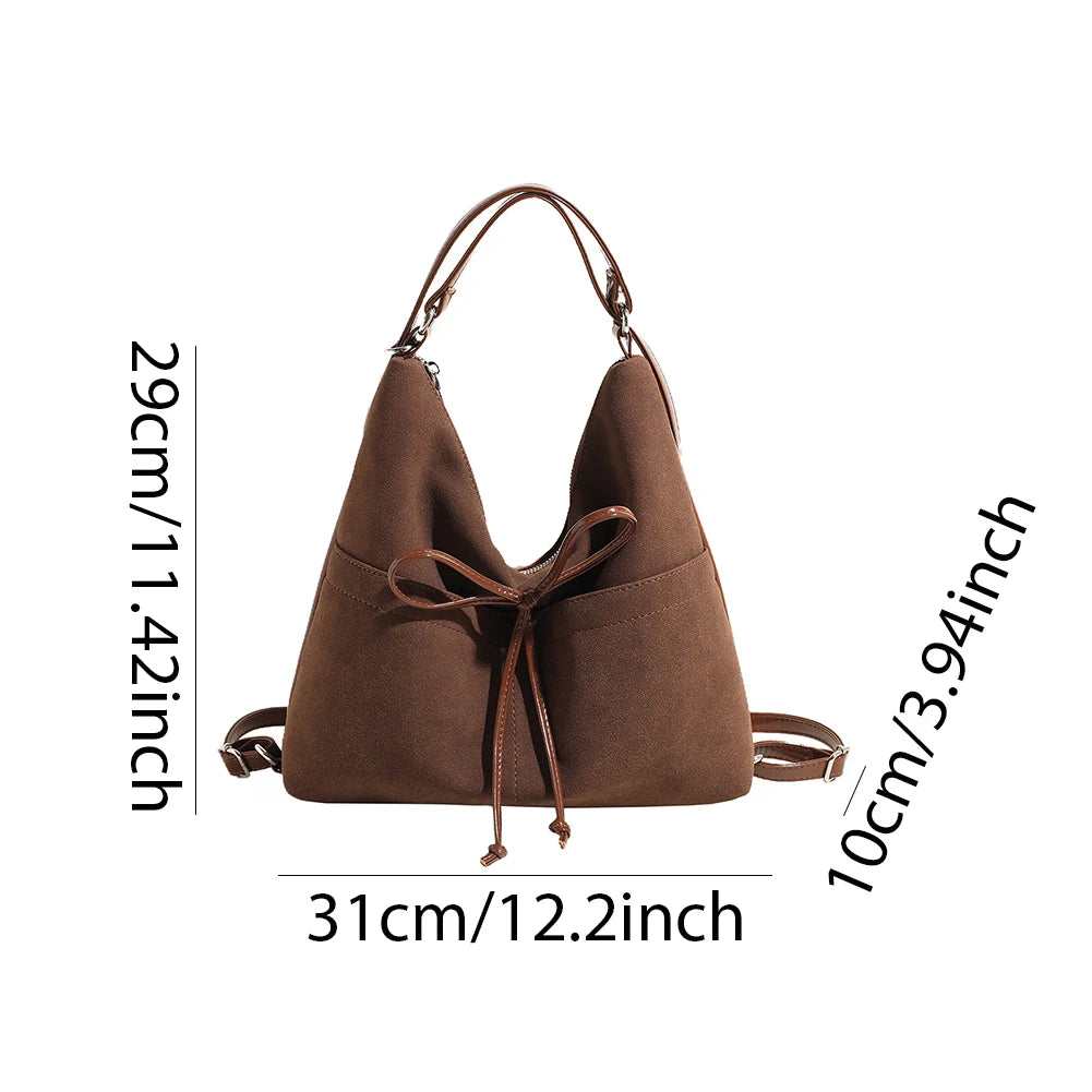 Women Suede Shoulder Bag with Inner Pocket Hobo Bag Zipper Closure Crescent Bag Clutch Purse for Shopping Work Travel