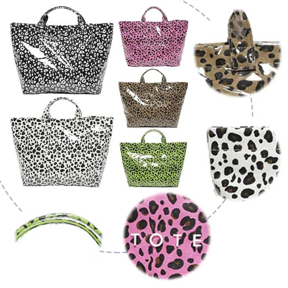 Leopard Print Fashion Tote Bag Large Capacity Trendy Carrying Bag Stylish Commuting Bag Shopping Bag Tote Handbag