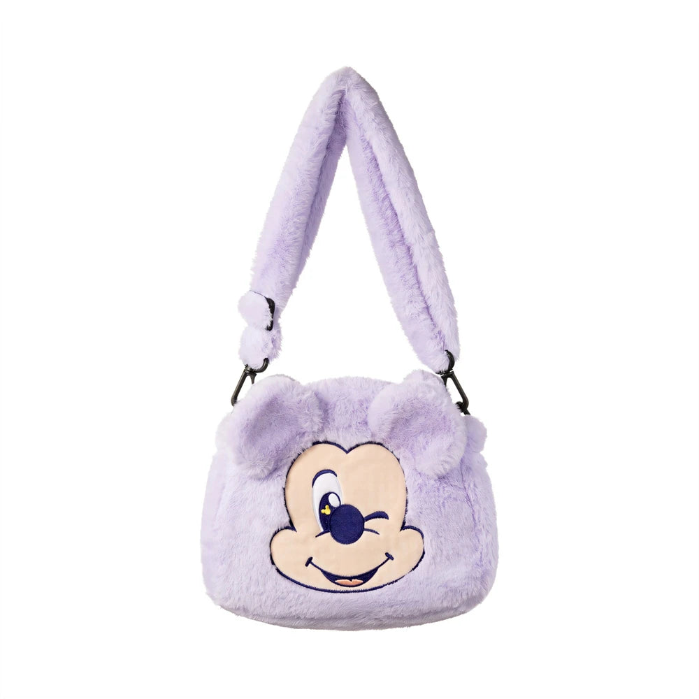 MINISO Disney Fury Season Series Mickey Tote Bag for Girls Crossover Portable Plush Shoulder Bag Cute Anime Cartoon Gift