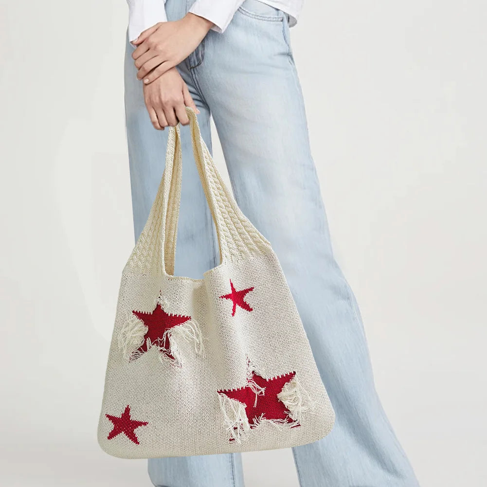 Beach Bag For Women Large Capacity Knitted Bag Aesthetic Shoulder Bag Cute Handbag Grocery Shopping Bag Leisure Fashion Date Bag