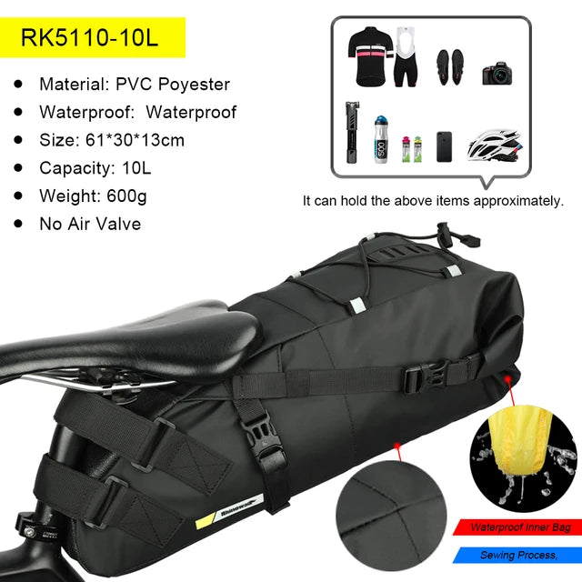 Rhinowalk Bicycle Bag 5L-13L Full Waterproof Road Mountain Bike Cycling Rear Rack Bag Luggage Pannier Bike Saddle Accessories