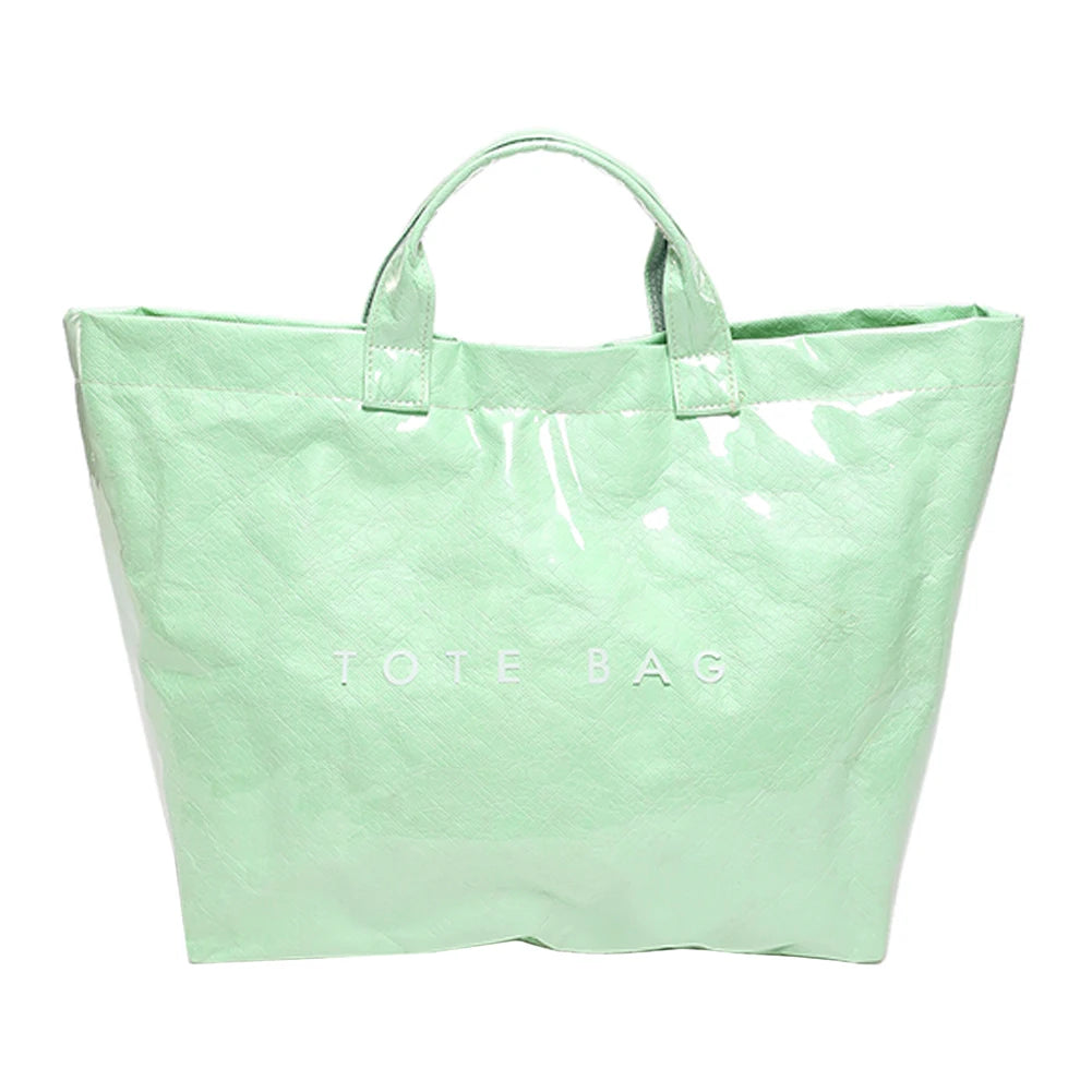 PVC Tote Bag Large Capacity Travel Shopping Bag Y2K Top Handle Bag for Women Work Shopping Travel