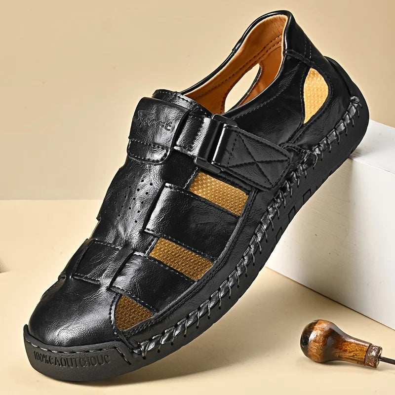 Men's Sport Sandals - Closed Toe Outdoor Fisherman Shoes, Breathable Summer Beach Loafers, Anti-Slip