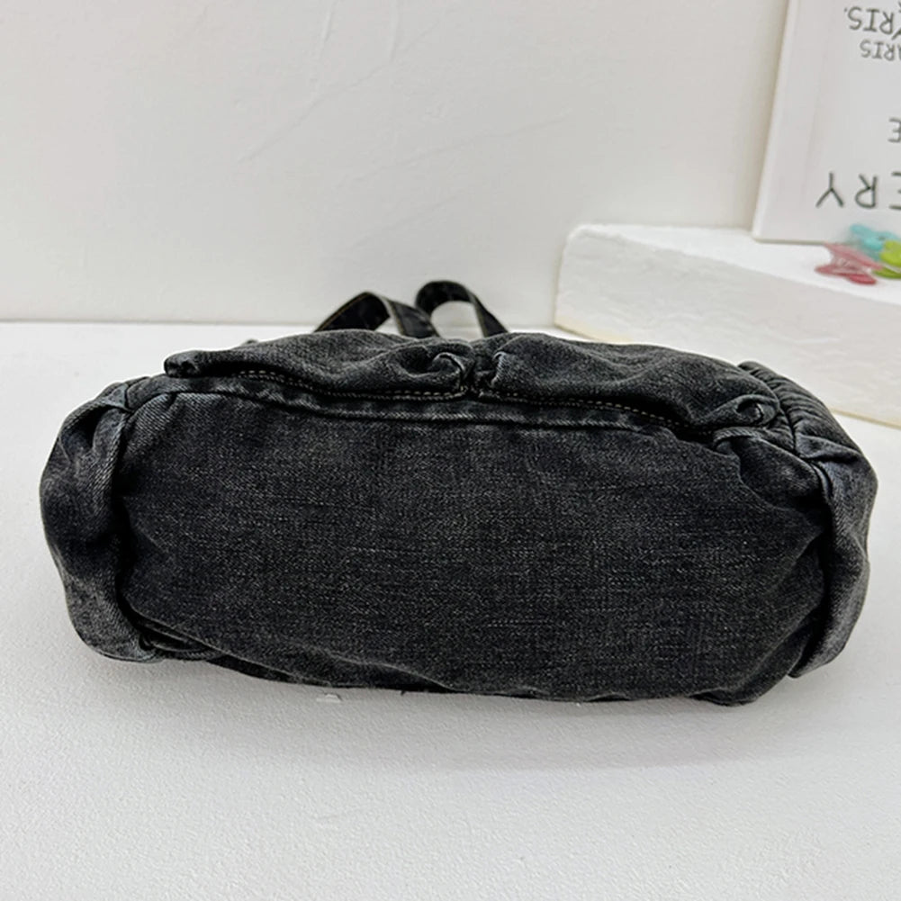 Women Stylish Crossbody Bag Large Capacity Denim Daily Tote Bag Adjustable Strap Trendy Carrying Bag Multifunction Chic Hobo Bag