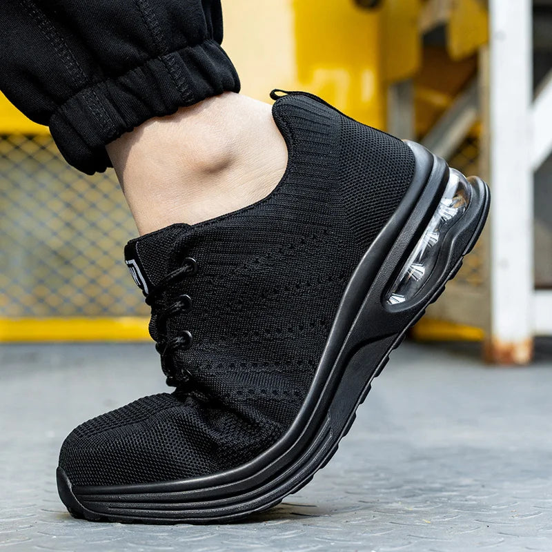 Mens Mesh Steel Toe Work Shoes Breathable Work Shoes Man Safety Shoes Lightweight Puncture-Proof Safety Shoes Hiking Sneakers