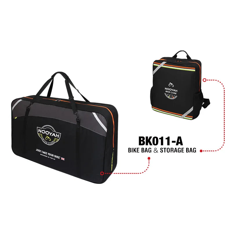 NOOYAH Bicycle Transport Bag Bike Travel Bag MTB Road Bike Protective Case 3 Layer Fabric Thickening Cycling 2 in 1 Foldable Bag
