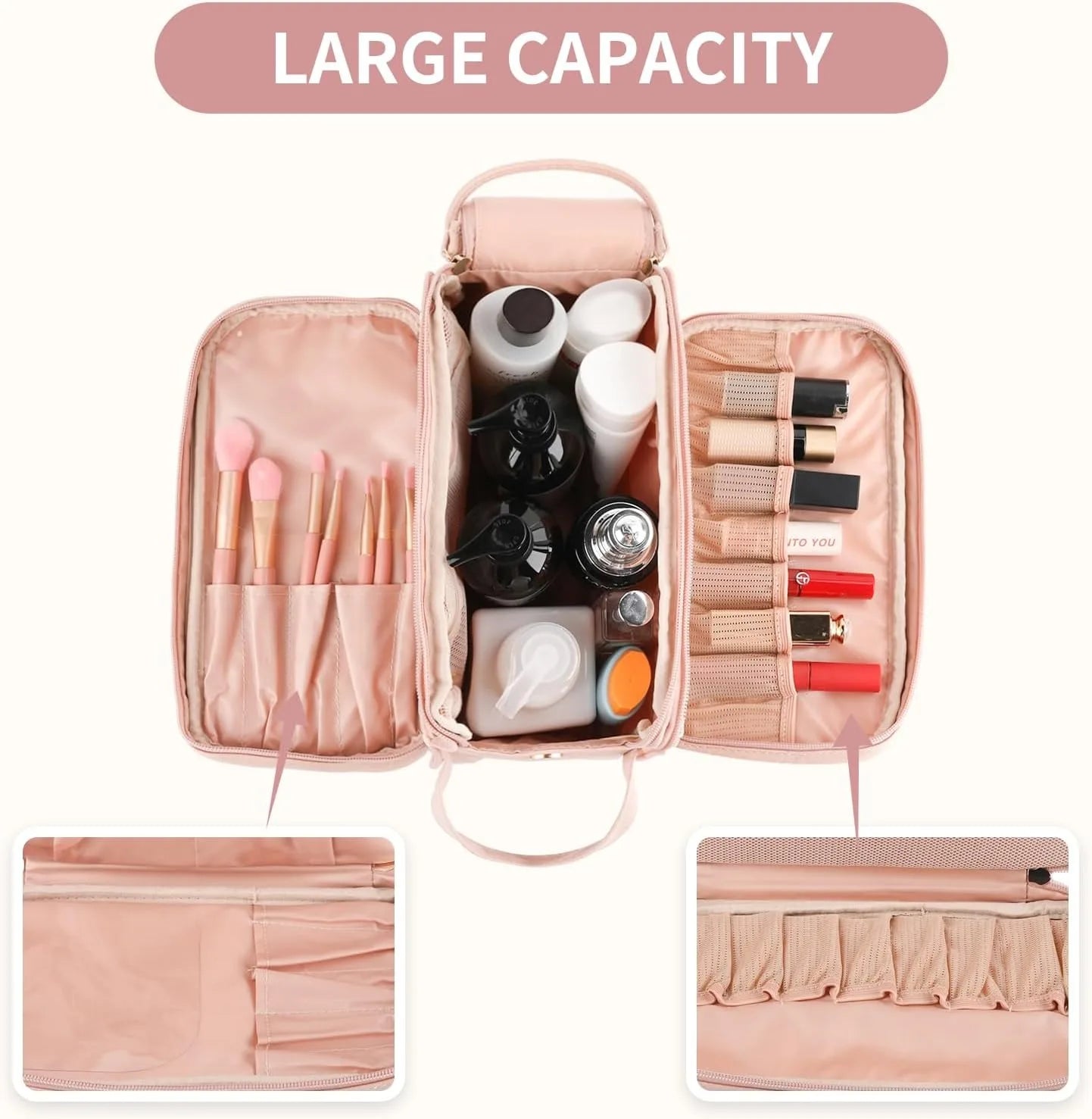 Travel Makeup Bag Big Toiletry Bag Waterproof with Large Capacity Organizer Cosmetic Bag for Women Girls
