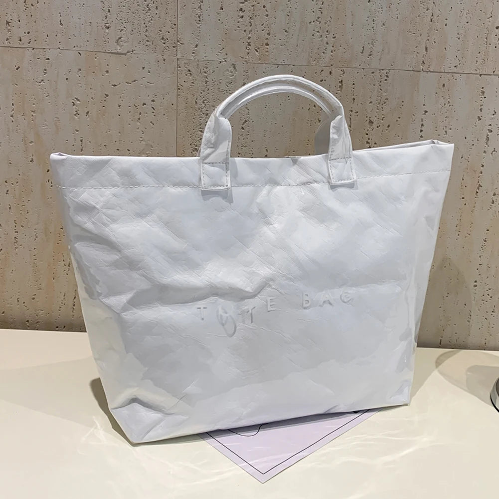 PVC Tote Bag Large Capacity Travel Shopping Bag Y2K Top Handle Bag for Women Work Shopping Travel