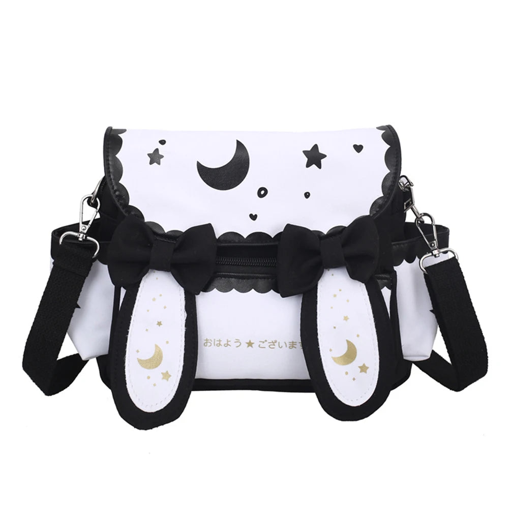 Women Kawaii Shoulder Bag Japanese Style Cute Rabbit Crossbody Bag Adjustable Strap Anime Satchel Bag Student Schoolbag