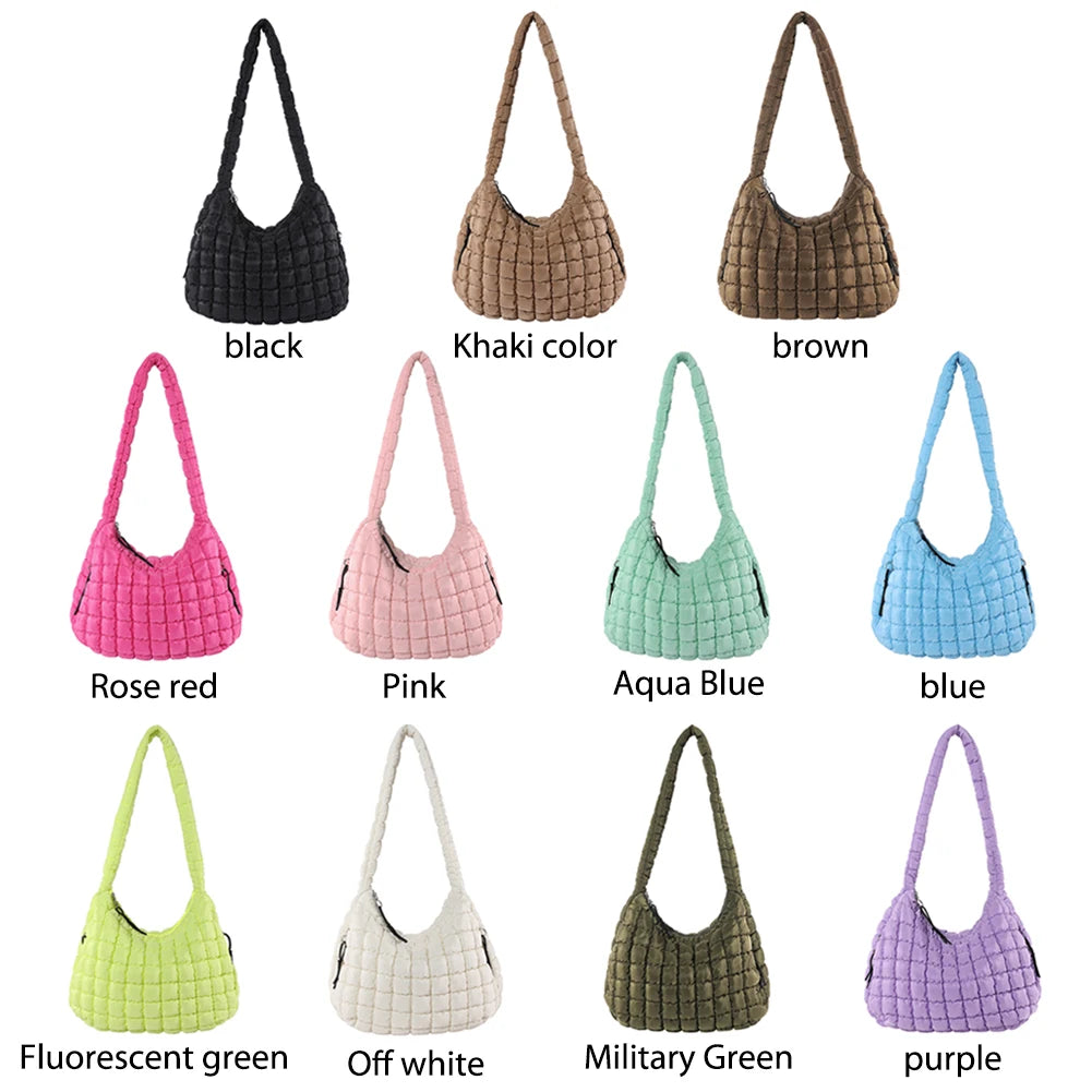 Women Cloud Hobo Bag Large Capacity Quilted Bubbles Crossbody Bag Solid Color Fashion Padded Sling Bag Messenger Bag