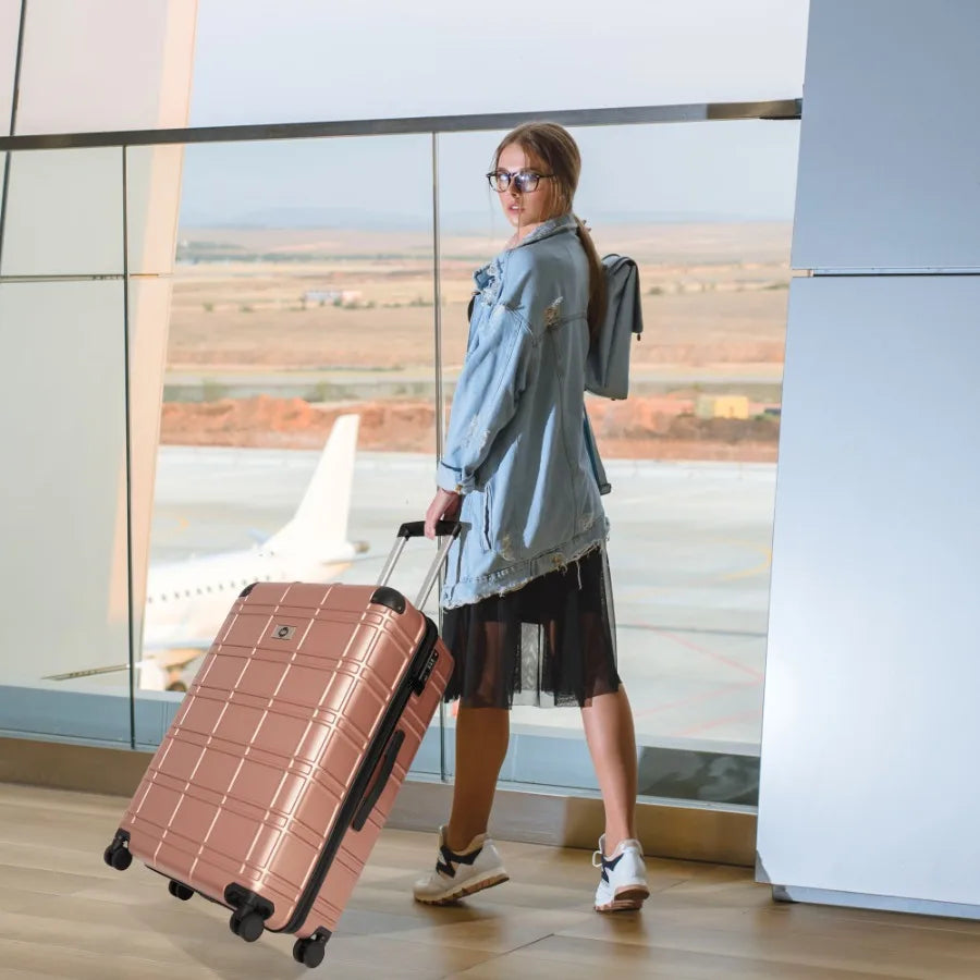 Luggage Sets ABS+PC Hardshell 4pcs Luggage Hardside Lightweight Durable Suitcase sets Spinner Wheels Suitcase with TSA Lock 12