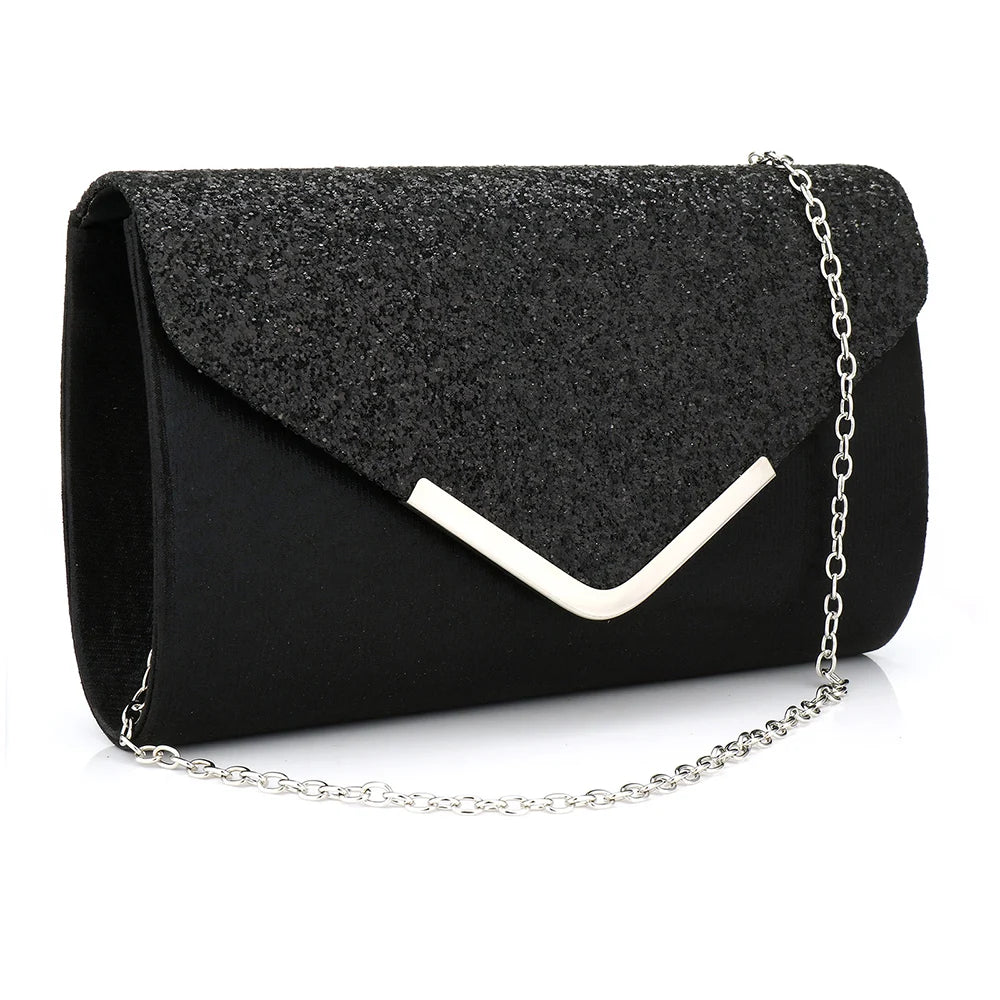 Sequined Envelope Clutch Bags For Women Fashion Gold Purses And Handbags With Chain Shoulder Bags Wedding Party Clutches