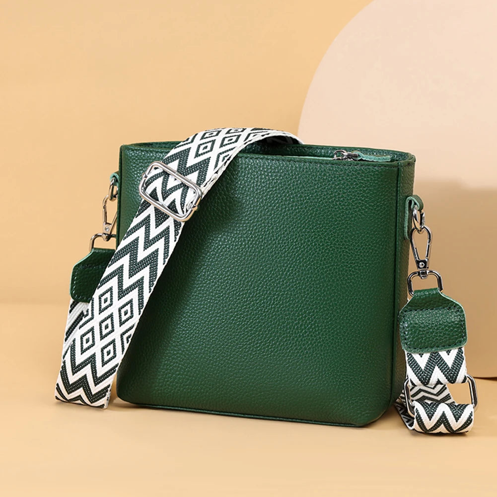 Genuine Leather Shoulder Bag Soft Trendy Crossbody Bag with Guitar Strap Designer Tote Bag Satchel Purse for Women