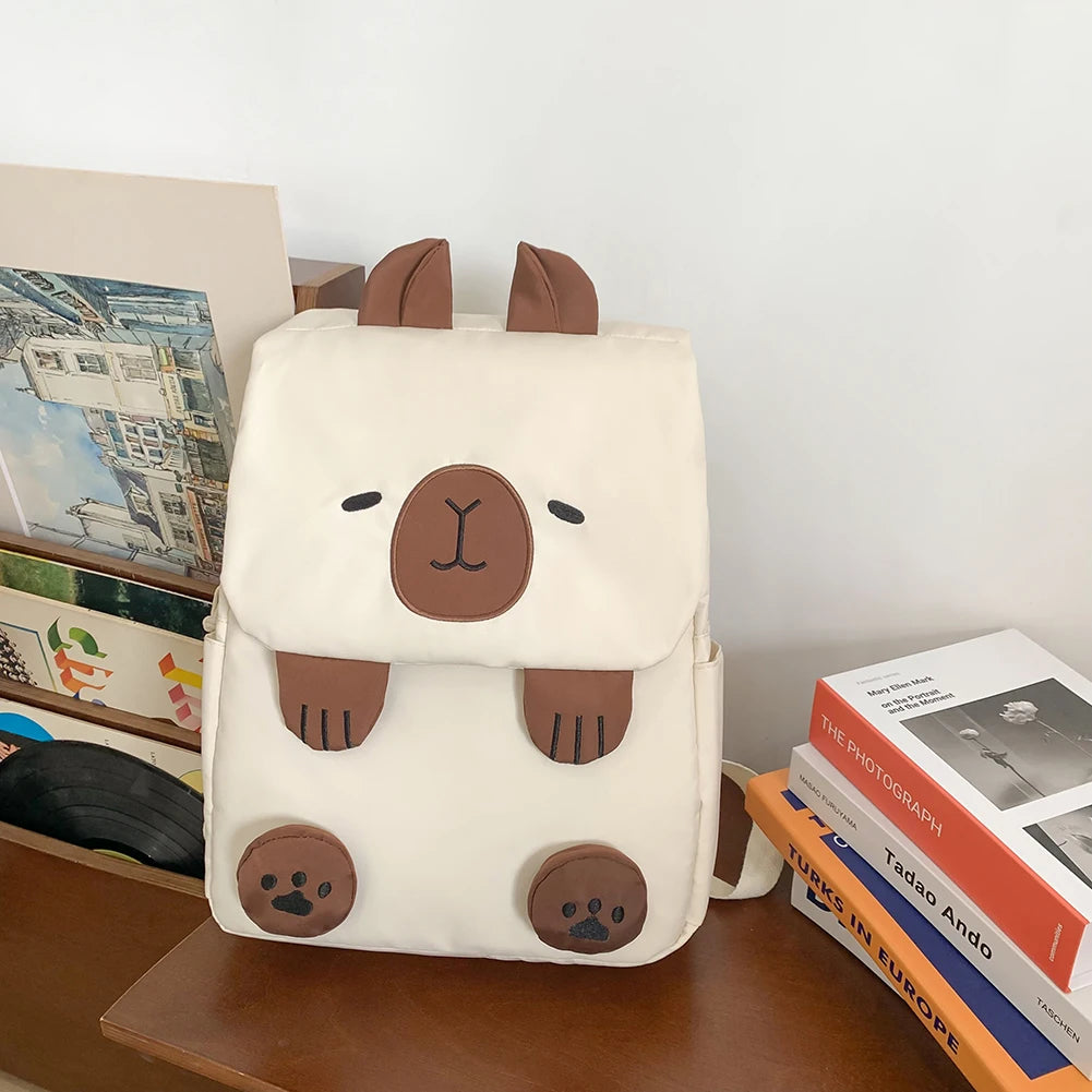 Women Kawaii Bookbag Adjustable Straps Capybara School Bag with Zipper Closure Travel Bag Gifts for Capybara Lovers