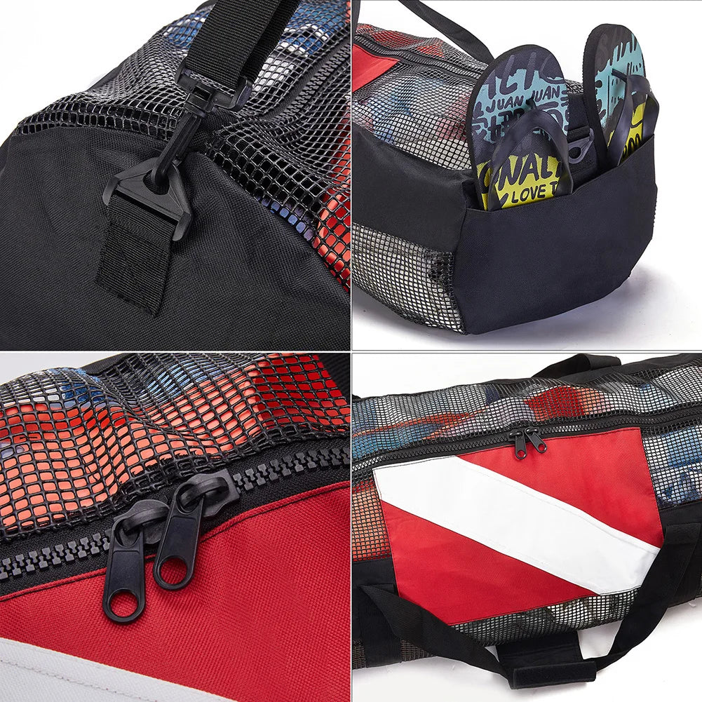 Portable Scuba Diving Mesh Tote Extra Large Swimming Beach Storage Bag with Adjustable Shoulder Strap Snorkeling Gear Organizer