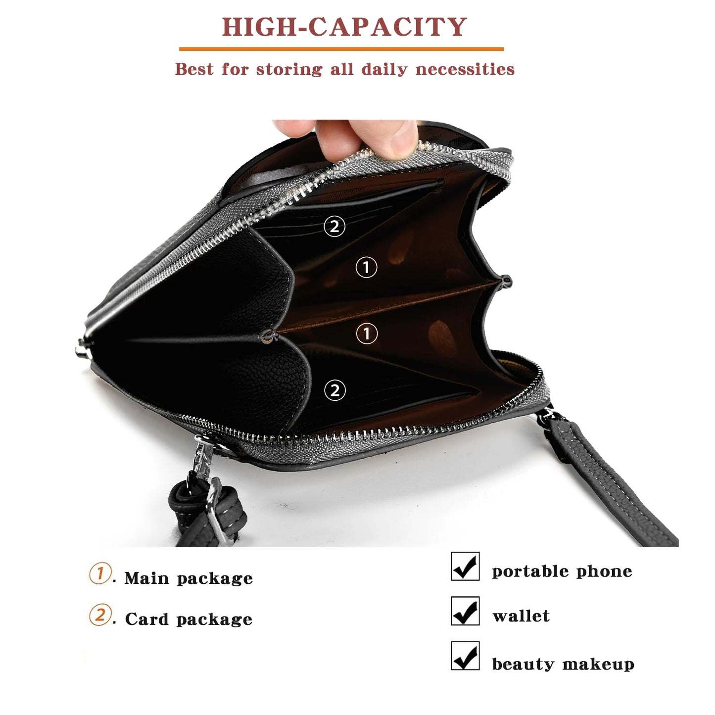 Crossbody Phone Bag Wallet small size Women's One Shoulder Adjustable Shoulder Strap, 6 Colors,