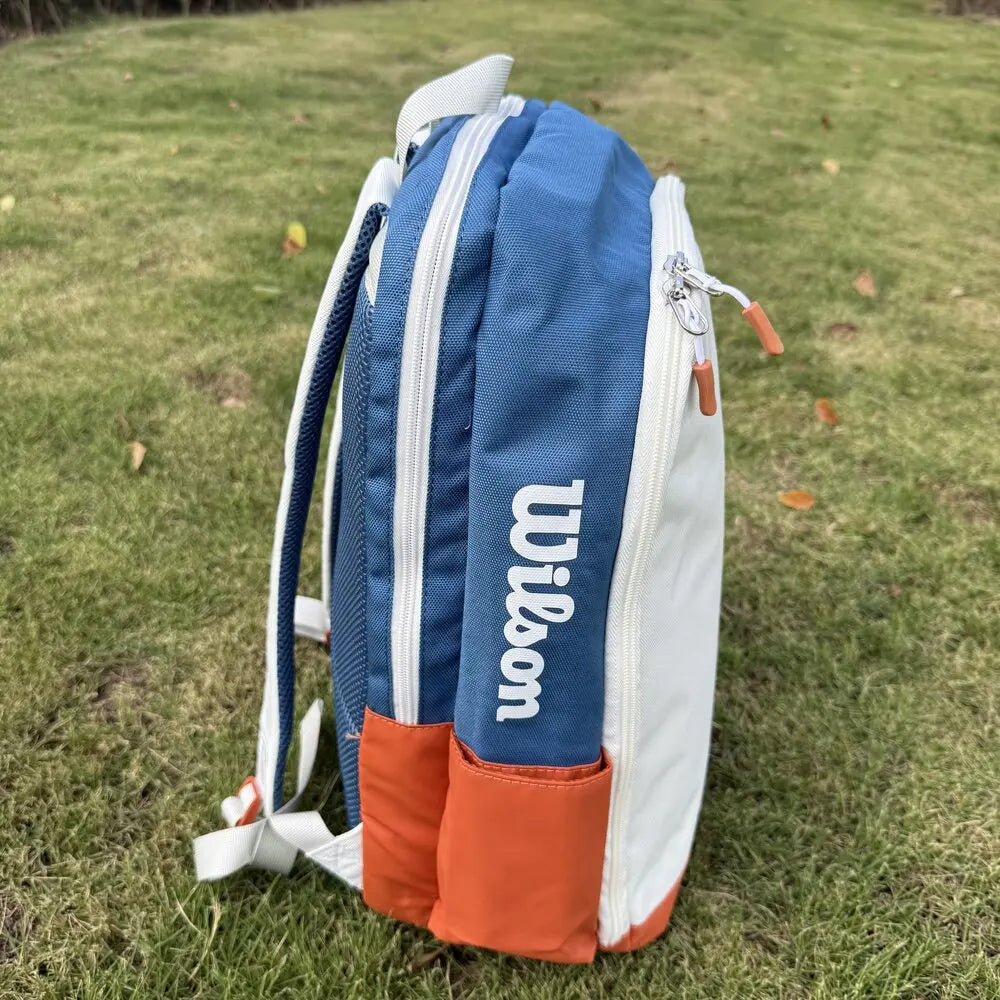Wilson 2024 Team Roland Garros Backpack French Open Multi functional Large Capacity Orange Blue Grey Double Shoulder Tennis Bag