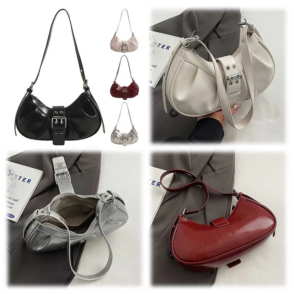 PU Leather Shoulder Bag with Adjustable Strap for Women Crossbody Bag Pleated Clutch Purse Underarm Purse for Travel Commuting
