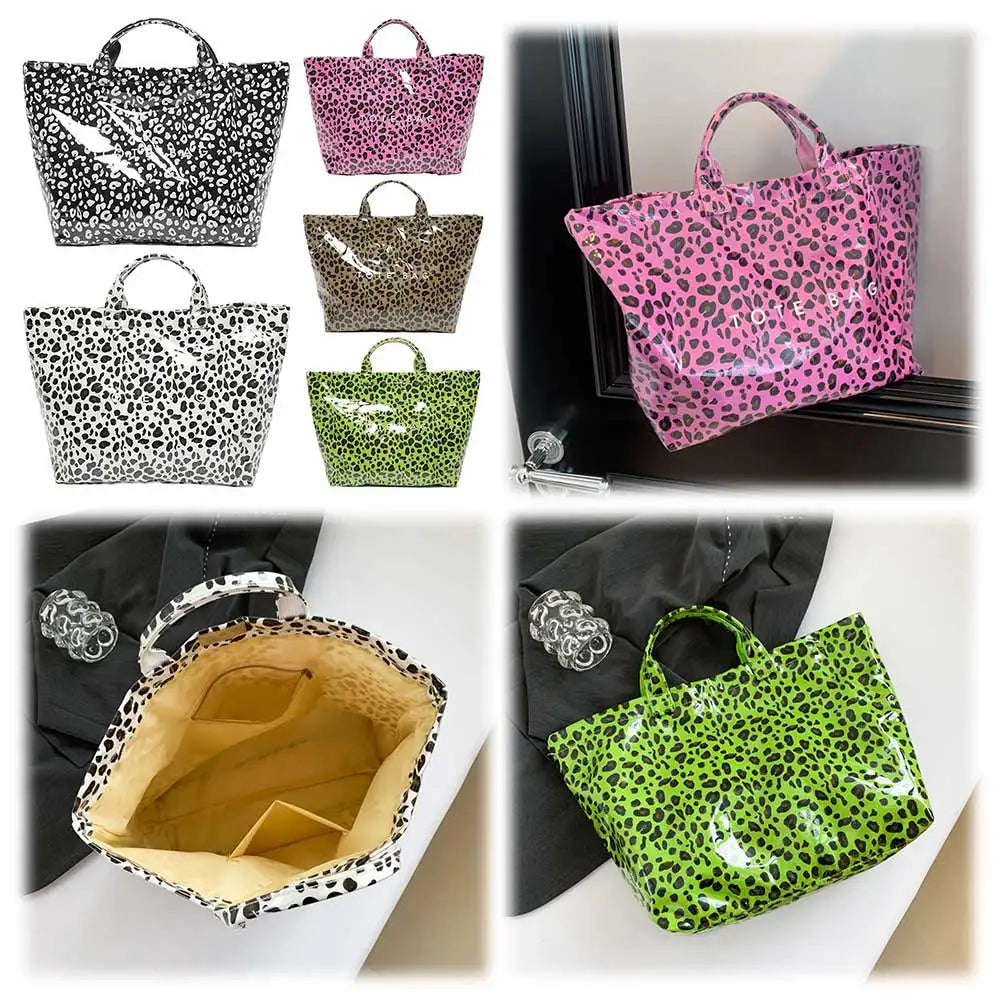 Leopard Print Fashion Tote Bag Large Capacity Trendy Carrying Bag Stylish Commuting Bag Shopping Bag Tote Handbag