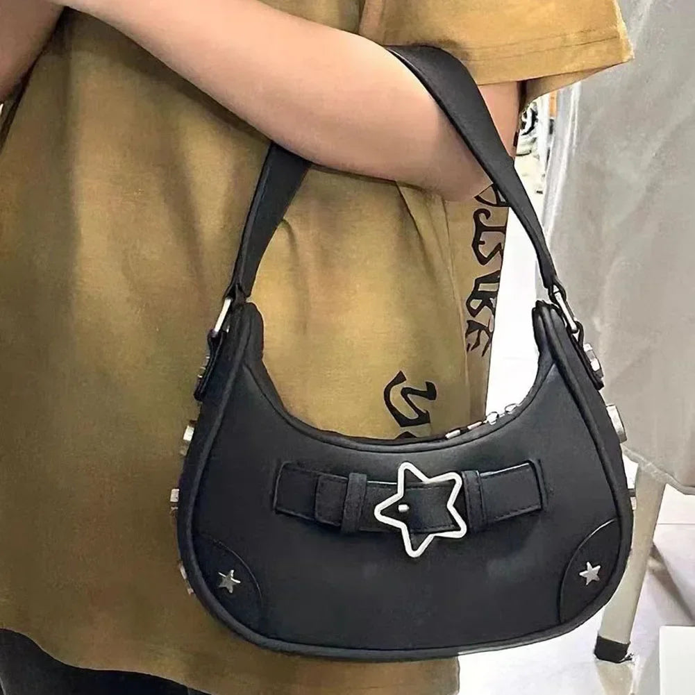 Women Casual Handbag Fashion PU Star Small Shoulder Bag Retro Classic Purse Clutch Bag Trendy Bag for Daily Office Use Sling Bag