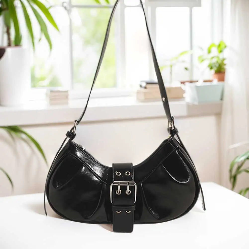PU Leather Shoulder Bag with Adjustable Strap for Women Crossbody Bag Pleated Clutch Purse Underarm Purse for Travel Commuting