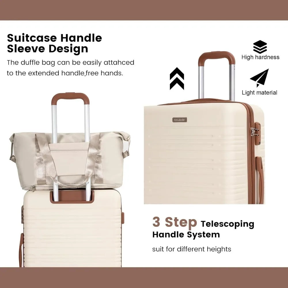 Luggage Sets 4 Piece,Suitcases with Double Spinner Wheels and TSA Lock,Hardcase 6 set Luggage with Travel Duffle Bag,Carry On Lu