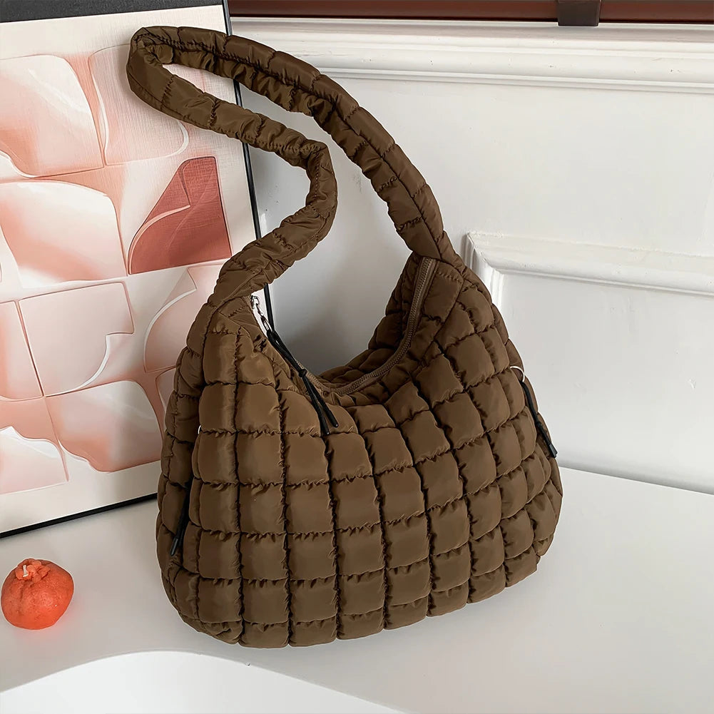 Women Cloud Hobo Bag Large Capacity Quilted Bubbles Crossbody Bag Solid Color Fashion Padded Sling Bag Messenger Bag