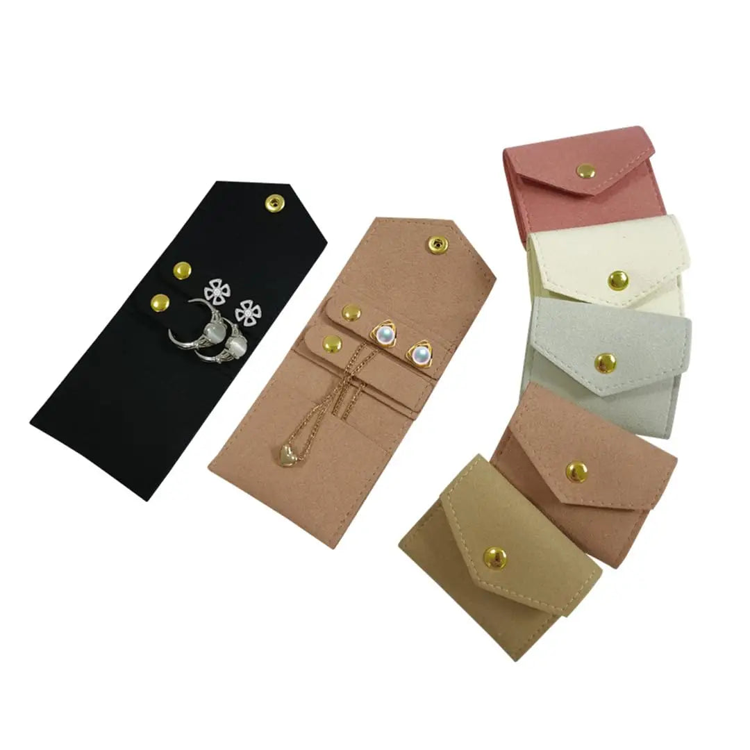 Ultra Fine Fiber Multiple Solid Color Portable Multifunctional Mini Storage Bag Foldable Practical Jewelry Roll