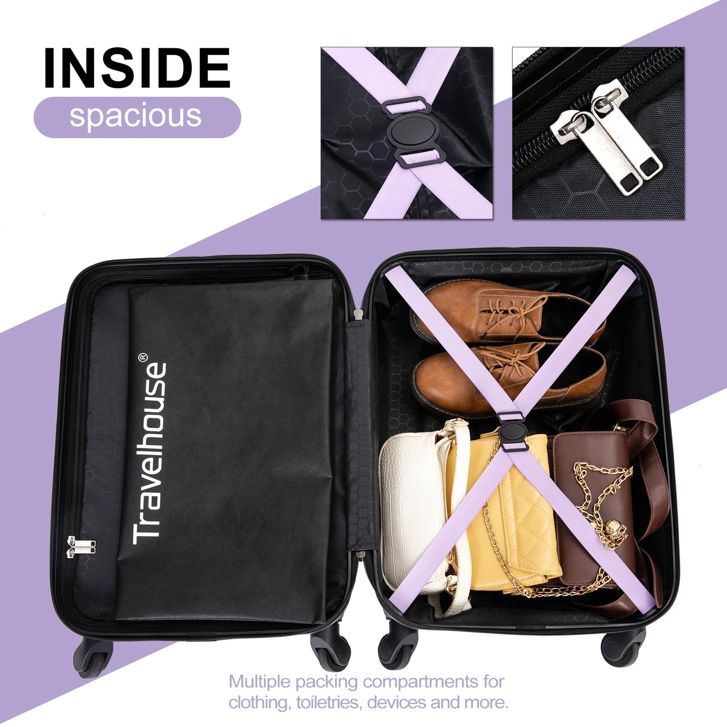 Travelhouse 20" Carry on Luggage Lightweight Hardside Suitcase with Spinner Wheels