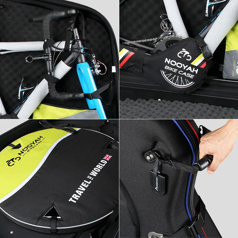 NOOYAH Bike Travel Case EVA Bike Bag for Transport Bicycle EVA Hardshell Bike Accessories Air Transport Bike Round Trip Suitcase