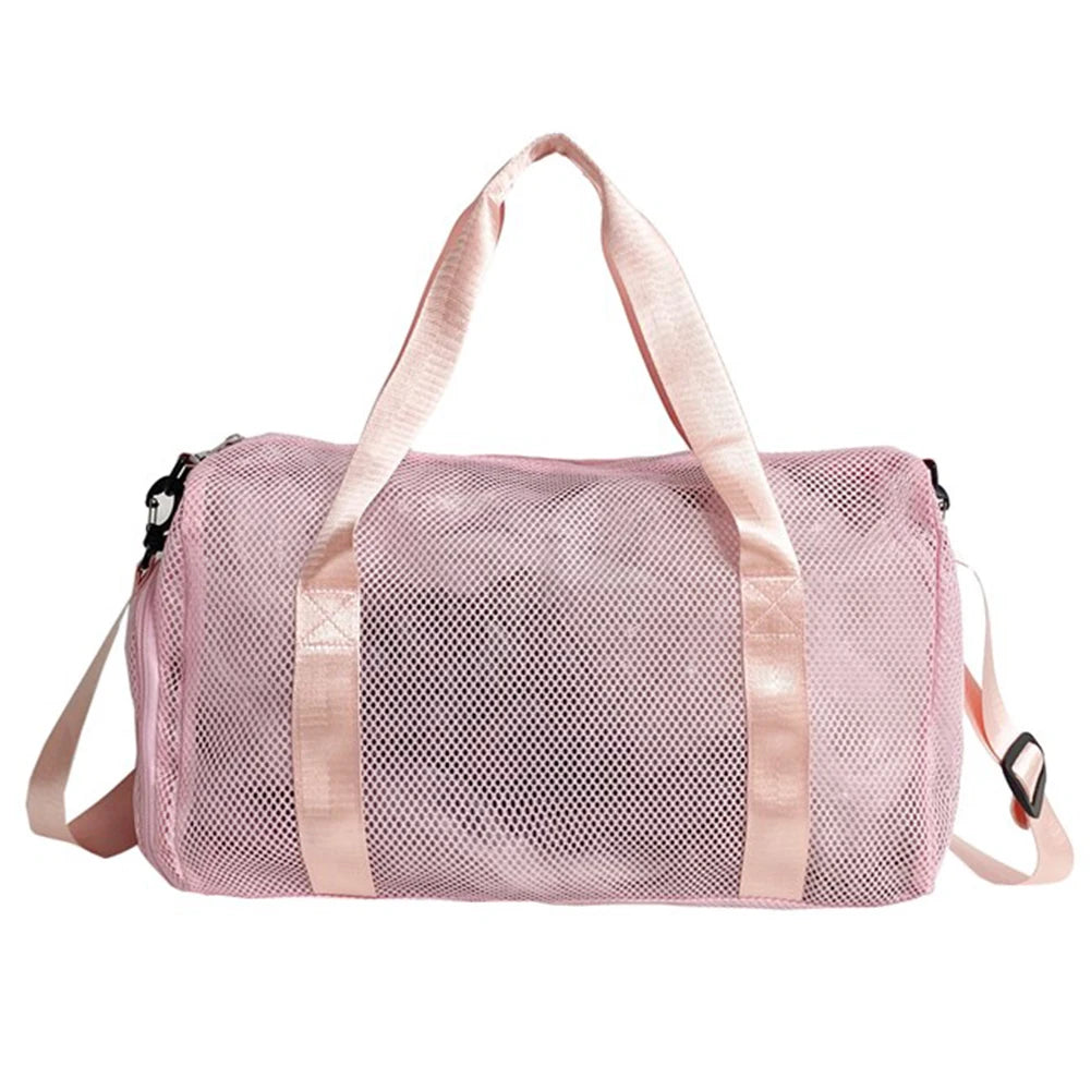 Mesh Travel Duffle Bag Gym Sports Bag with Shoe Compartment Luggage Bag Dry Wet Separation Large Capacity for Outdoor Travel
