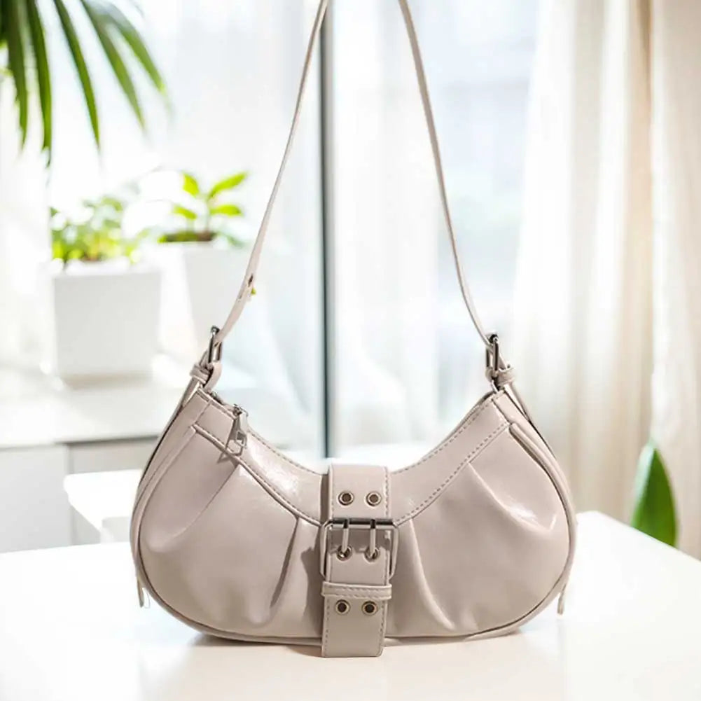 PU Leather Shoulder Bag with Adjustable Strap for Women Crossbody Bag Pleated Clutch Purse Underarm Purse for Travel Commuting