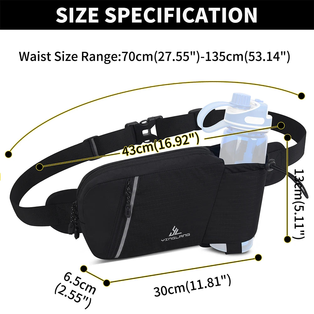 Water Bottle Holder Running Waist Bag Adjustable Hydration Hip Packs Hiking Belt Bum Bags for Running Walking Traveling
