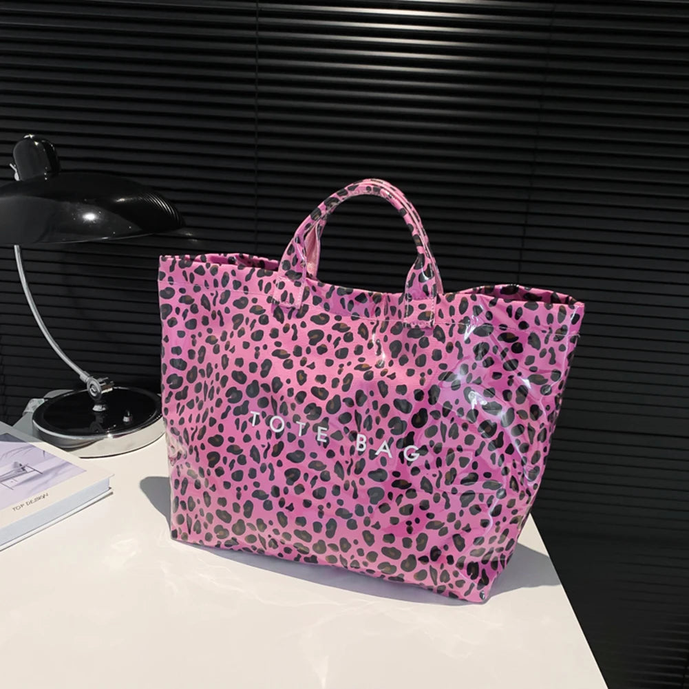 Leopard Print Fashion Tote Bag Large Capacity Trendy Carrying Bag Stylish Commuting Bag Shopping Bag Tote Handbag