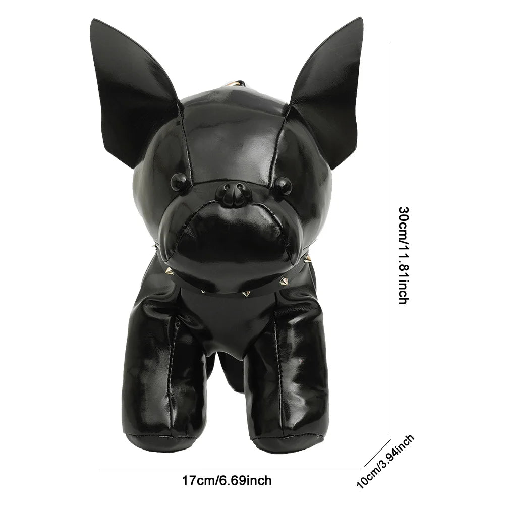Shoulder Bag for Men Women Bulldog Shaped Crossbody Bag PU Leather Adjustable Strap Handbag with Zipper for Shoping Travel