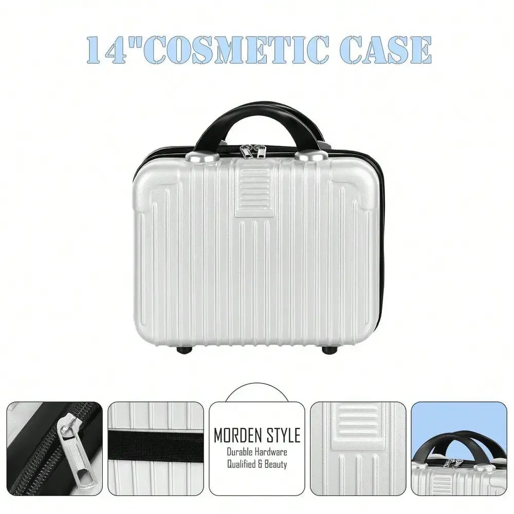 2-Piece Carry-On Luggage Set Hardside Suitcase Spinner W/ Cosmetic Bag (14"+20")