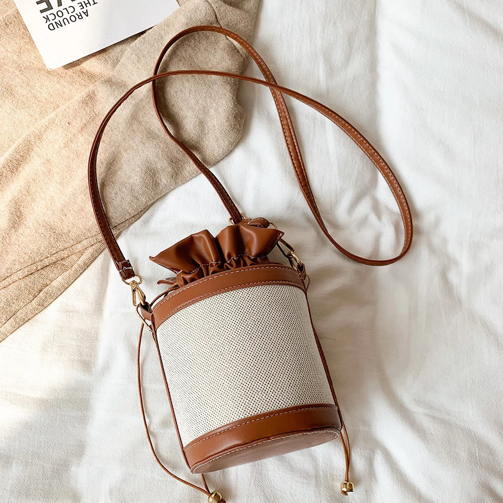 Vintage Cylinder Shoulder Bag Women Mini Crossbody Bags Female Leather Handbags