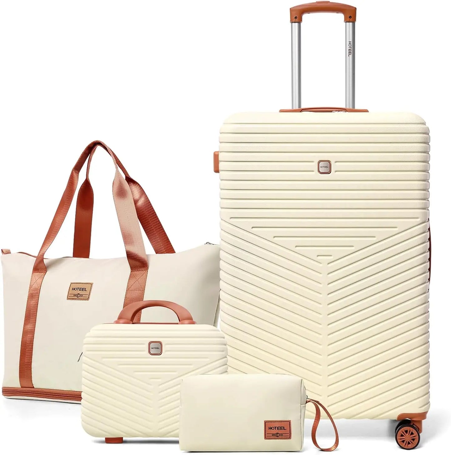 4 Piece Luggage Set Carry On ABS+PC Hard Shell Suitcase Travel Packing Box With Spinner Wheels & TSA Lock For Business Trip