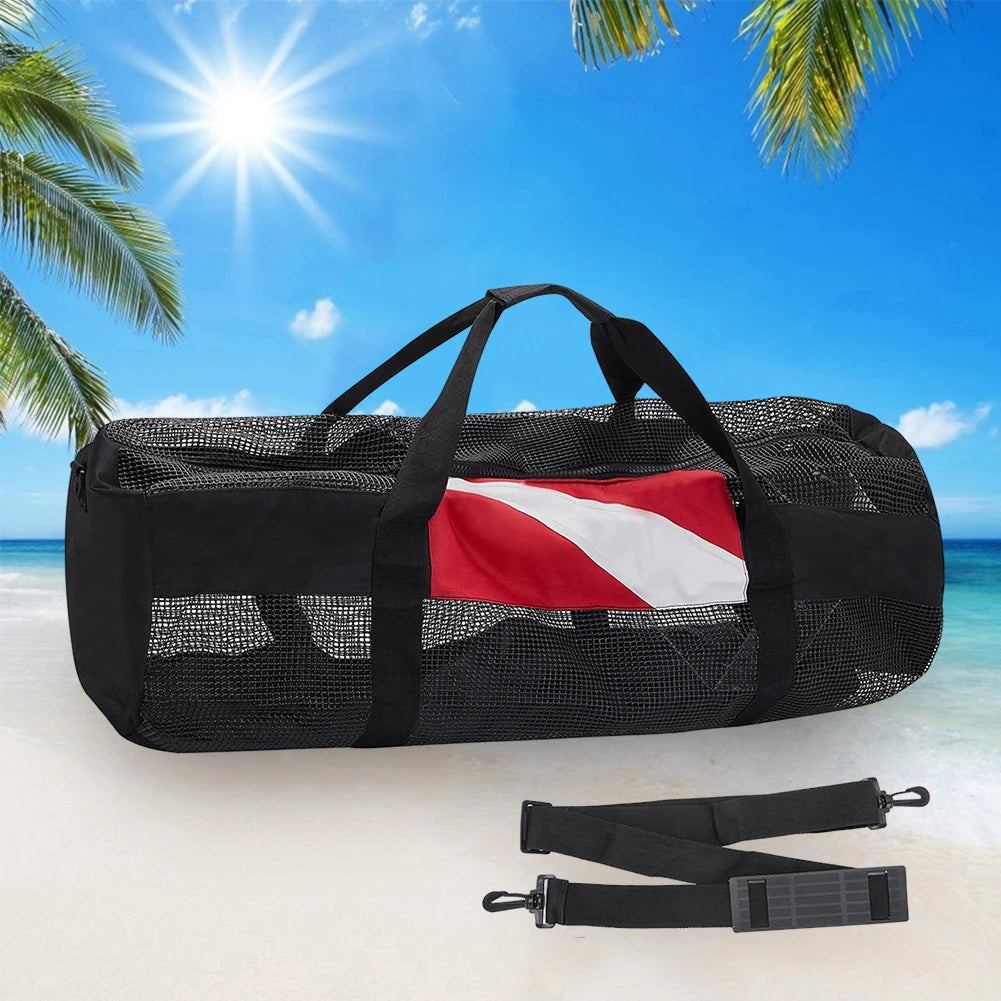 Portable Scuba Diving Mesh Tote Extra Large Swimming Beach Storage Bag with Adjustable Shoulder Strap Snorkeling Gear Organizer