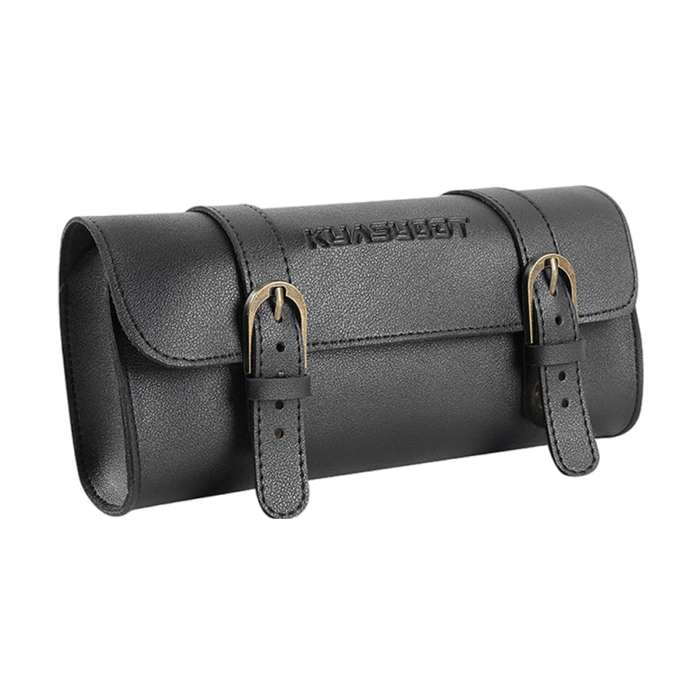 Motorcycle Saddle Storage Bag Leather Bike Handlebar Tool Bag Large Capacity Retro Bicycle Tail Bag for Outdoot Cycling
